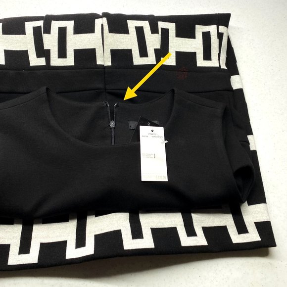 Premise Dresses Size 6 Black & White Bodycon Knit Wiggle Stretch Colorblock NWT - Picture 6 of 12